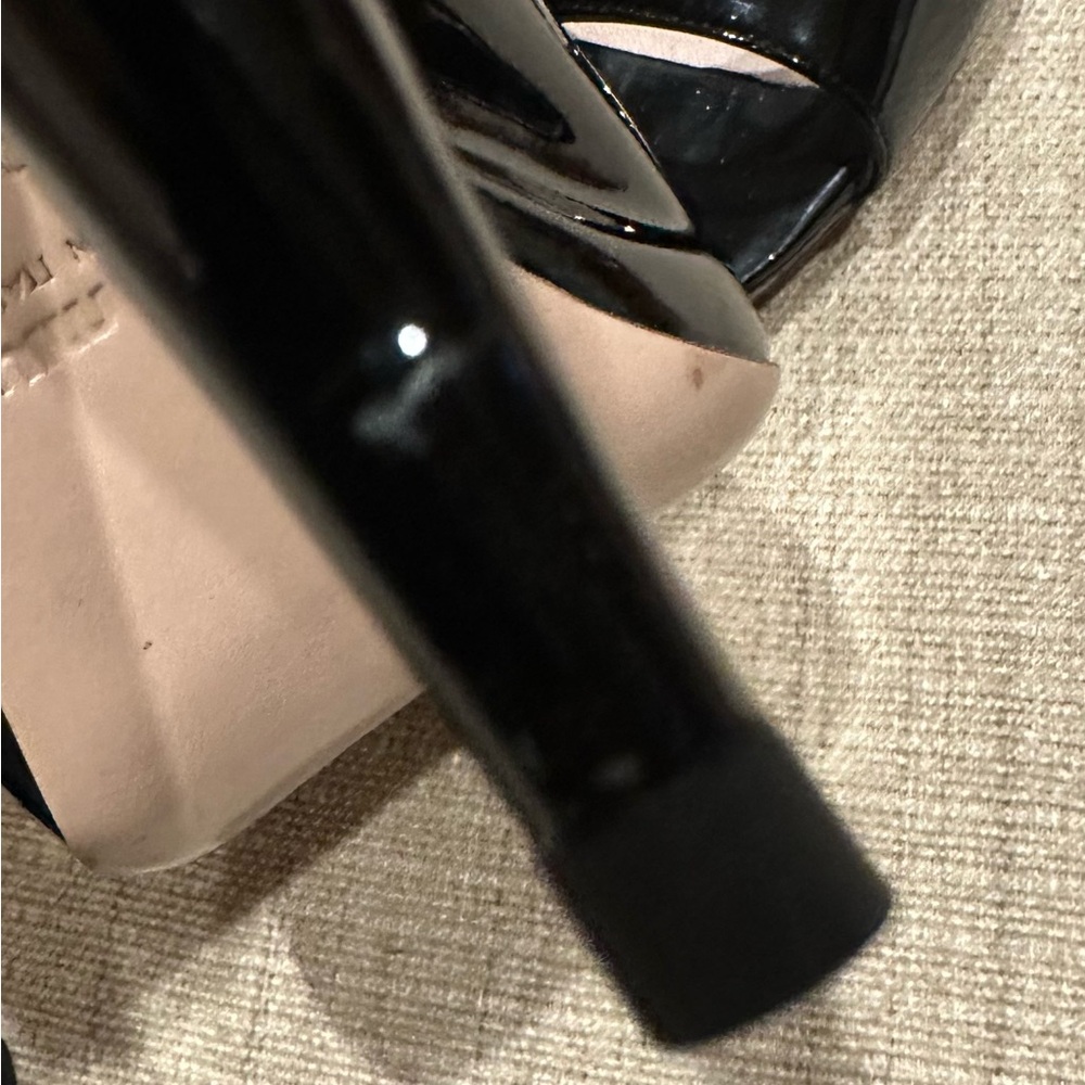 Miu Miu Black Patent Leather Strappy Open Toe Heels - Picture 10 of 16